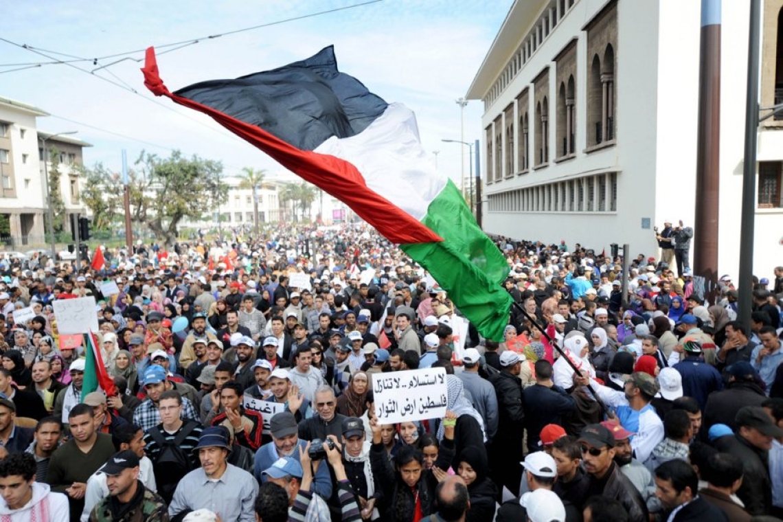 Maroc : Des milliers de personnes manifestent en soutien aux palestiniens à Casablanca
